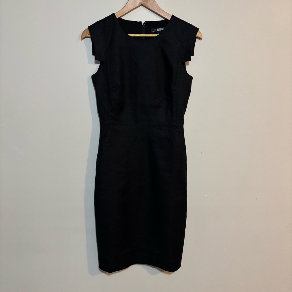 J. Crew Black Sheath Linen Blend Sleeveless Mini Dress with Pockets | Wms Size 2